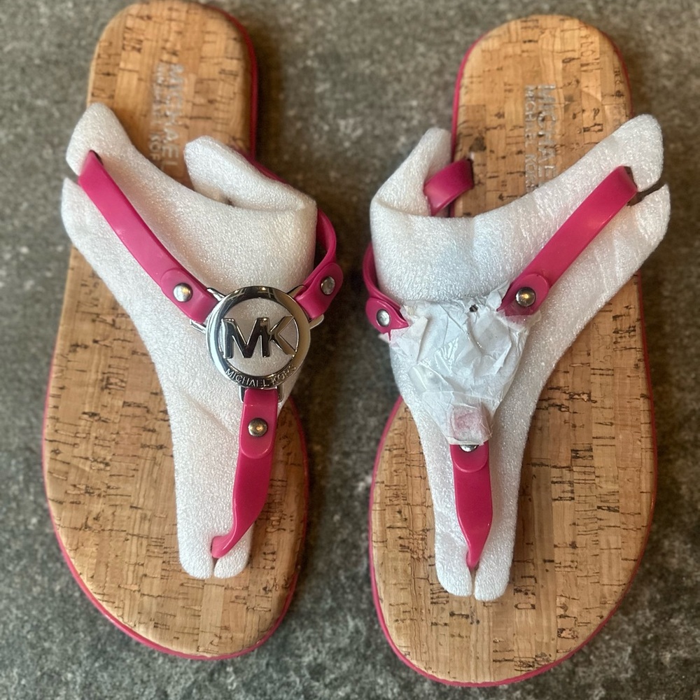 Michael Kors Fuchsia and Cream Sandals